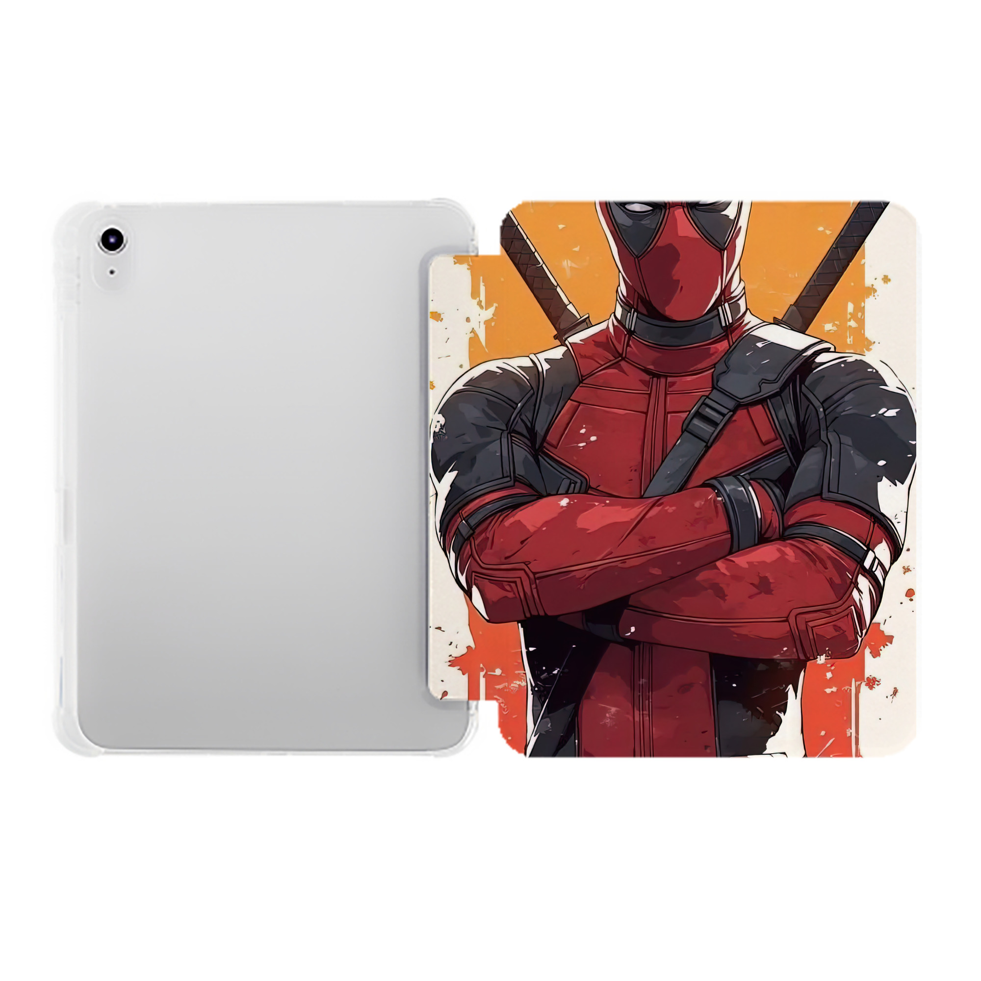（画像用） Deadpool デッドプール IPad ケース ペン収納付き 三つ折りスタンド PUレザー×シリコン 対応機種9.5/10.5/10.9インチ